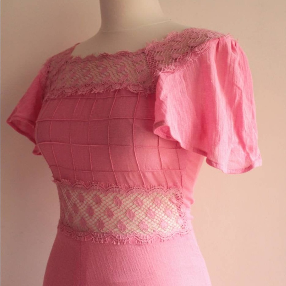Vintage pink cotton maxi dress - Picture 8 of 9